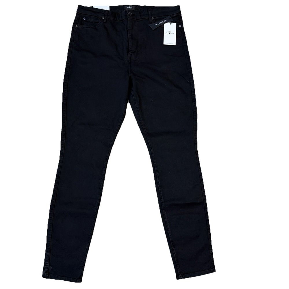 NWT 7‎ For All Mankind Women's Black Super Skinny Denim Jeans Size 33 (34x30)